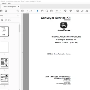 John Deere AB485 Air Boom Application System Instruction Manual KK64488 PDF