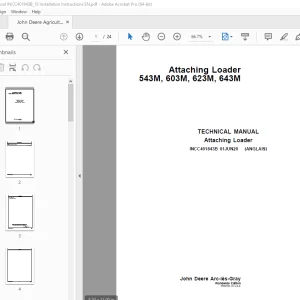 John Deere Attaching Loader 543M, 603M, 623M, 643M Technical Manual INCC401843B PDF