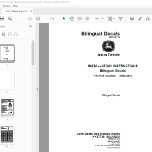 John Deere Bilingual Decals Instruction Manual KK37738 - PDF DOWNLOAD