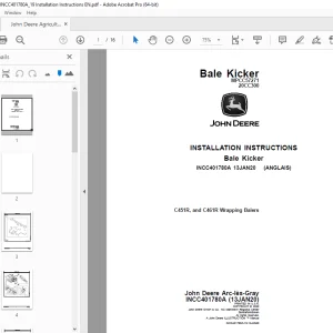 John Deere C451R & C461R Wrapping Balers Instruction Manual INCC401780A PDF