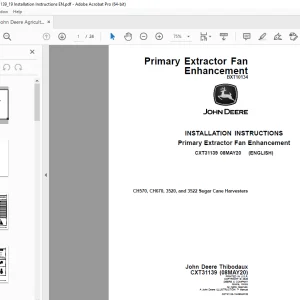 John Deere CH570 CH670 3520 & 3522 Sugar Cane Harvesters Instruction Manual CXT31139 PDF