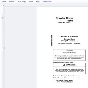 John Deere Crawler Dozer 450J Operator's Manual OMT302214 - PDF DOWNLOAD