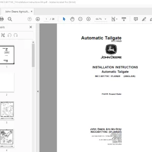 John Deere F441R Round Baler Instruction Manual INCC401719C PDF
