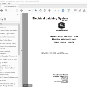 John Deere H340 H360 H380 H480 & 700M Loaders Instruction Manual W54949 PDF
