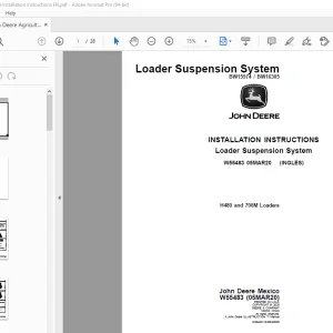 John Deere H480 & 700M Loaders Instruction Manual W55483 PDF