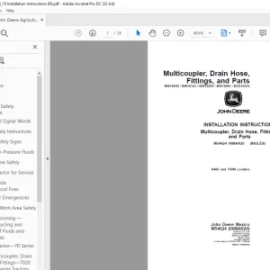 John Deere H480 and 700M Loaders INSTALLATION INSTRUCTIONS MANUAL W54624 - PDF DOWNLOAD
