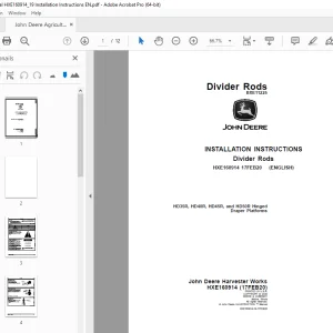John Deere HD35R, HD40R, HD45R & HD50R Hinged Draper Platforms Instruction Manual HXE160914