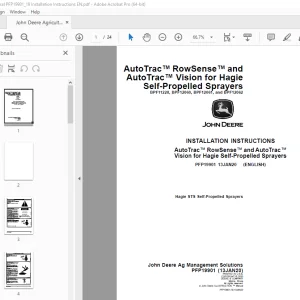 John Deere Hagie STS Self-Propelled Sprayers Instruction Manual PFP19901 PDF