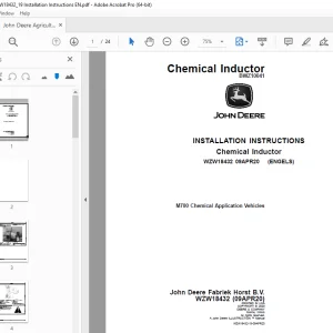 John Deere M700 Chemical Application Vehicles Instruction Manual WZW18432 PDF