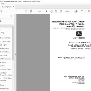 John Deere M700(i), R700i, M900(i), R900i, 5430i, R40x0i, and R41x0i Chemical Application Vehicles INSTALLATION INSTRUCTIONS MANUAL