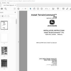 John Deere M900 & R900 Series Trailed Crop Sprayers Instruction Manual WZW17695 PDF