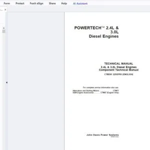 John Deere PowerTech 2.4L & 3.0L Diesel Engines Component Technical Manual CTM301 - PDF DOWNLOAD