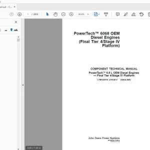 John Deere PowerTech 6068 OEM Diesel Engines (Final Tier 4Stage IV Platform) Component Technical Manual - PDF DOWNLOAD
