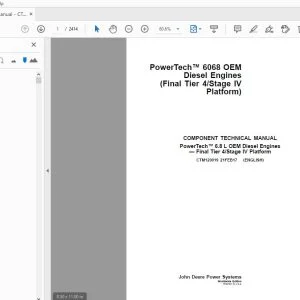 John Deere PowerTech 6068 OEM Diesel Engines (Final Tier 4Stage IV Platform) Component Technical Manual CTM120019 - PDF DOWNLOAD
