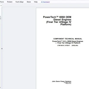 John Deere Powertech 6.8L OEM Diesel Engines Final Tier 4Stage IV Platform Component Technical Manual CTM120019 - PDF