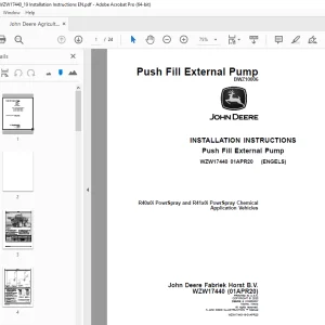 John Deere R40x0i PowrSpray & R41x0i PowrSpray Chemical Application Vehicles Instruction Manual PDF