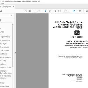 John Deere R40x0i (serial number 180433 and higher) and R41x0iChemical Application Vehicle INSTALLATION INSTRUCTIONS MANUAL WZW18747