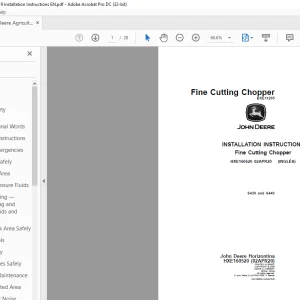 John Deere S430 and S440 INSTALLATION INSTRUCTIONS MANUAL HXE160520 -  PDF DOWNLOAD