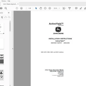 John Deere S660, S670, S680, S685, and S690 Combines Instructions Manual HXE95948 - PDF