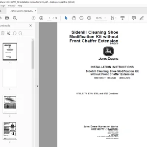 John Deere S760, S770, S780, S785 & S790 Combines Instruction Manual HXE165777 PDF