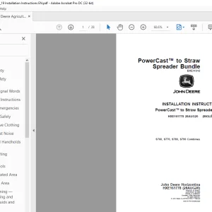 John Deere S760, S770, S780, S790 Combines INSTALLATION INSTRUCTIONS MANUAL HXE161778 PDF