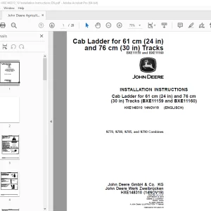 John Deere S770, S780, S785 & S790 Combines Instruction Manual HXE148310 PDF