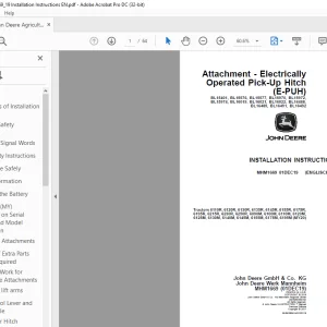 John Deere Tractors 6110R, 6120R, 6130R, 6135R, 6145R, 6155R, 6175R INSTALLATION INSTRUCTIONS MANUAL MHM1669
