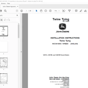 John Deere V451G, V451M & V461M Round Balers Instruction Manual INCC401654C PDF