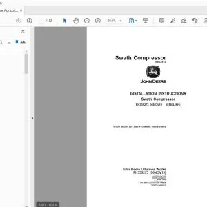 John Deere W150 & W155 Self-Propelled Windrowers Instruction Manual FH339273 - PDF DOWNLOAD