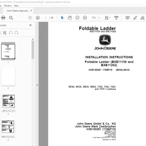 John Deere W540, W550, W650, W660, T550, T560, T660 & T670 Combines Instruction Manual HXE155281 PDF