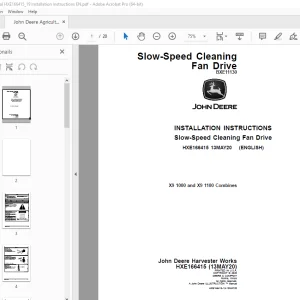 John Deere X9 1000 & X9 1100 Combines Instruction Manual HXE166415 PDF
