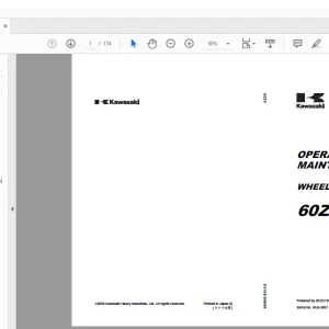 KAWASAKI WHEEL LOADER 60ZV OPERATION & MAINTENANCE MANUAL 93106-00084 PDF