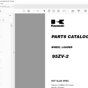 KAWASAKI WHEEL LOADER 95ZV-2 PARTS CATALOG MANUAL 93315-00330 - PDF