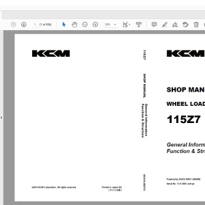 KCM 115Z7 WHEEL LOADER ISUZU 6WG1 ENGINE Shop Manual - PDF