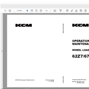 KCM 62Z7/67Z7/67TM7 Wheel Loader ISUZU 4HK1 Engine OPERATION & MAINTENANCE MANUAL  PDF