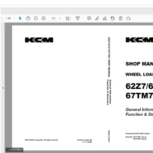 KCM 62Z7/67Z7/67TM7 Wheel Loader ISUZU 4HK1 Engine Shop Manual - PDF