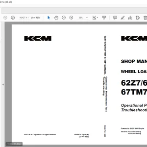 KCM 62Z7/67Z7/67TM7 Wheel Loader ISUZU 4HK1 Engine Shop Manual - PDF