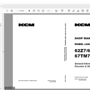 KCM 62Z7/67Z7/67TM7 Wheel Loader Shop Manual  - PDF DOWNLOAD