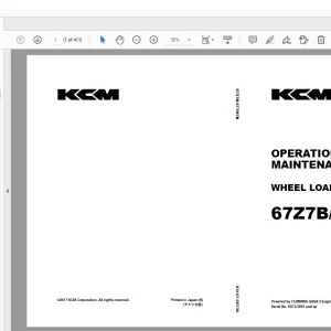 KCM 67Z7B/67TM7B Wheel Loader Operation & Maintenance Manual CUMMINS QSB4.5 Engine PDF