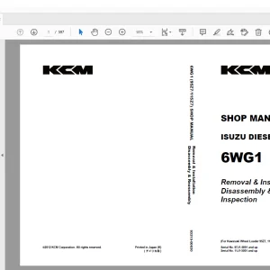 KCM 6WG1 ISUZU DIESEL ENGINE For Wheel Loader 95Z7,115Z7 Shop Manual - PDF