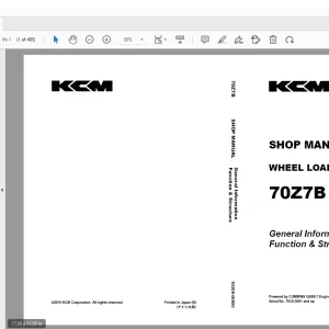KCM 70Z7B Wheel Loader CUMMINS QSB6.7 Engine SHOP MANUAL - PDF