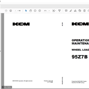 KCM 95Z7B Wheel Loader ISUZU 6WG1 Engine OPERATION & MAINTENANCE MANUAL PDF