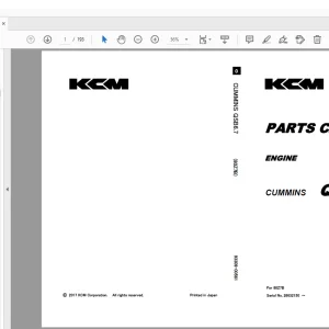 KCM 80Z7B Wheel Loader CUMMINS QSB6.7 Engine Parts Manual - PDF