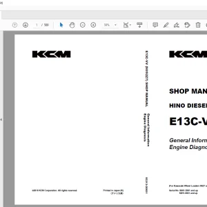 KCM E13C-VV HINO DIESEL ENGINE For Wheel Loaders 90Z7 and 92Z7 Shop Manual PDF