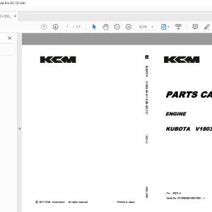 KCM ENGINE KUBOTA V1803-M-D1-E3B-WLTC1 Parts Manual 93302-00061 PDF