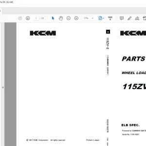 KCM WHEEL LOADER 115ZV-2 Parts Manual 93316-00370 - PDF DOWNLOAD
