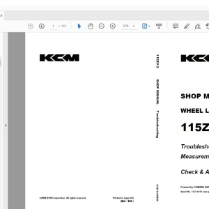 KCM WHEEL LOADER 115ZV-2 SHOP MANUAL 93216-00420 - PDF DOWNLOAD