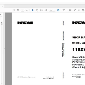 KCM WHEEL LOADER 115ZV SHOP MANUAL 93216-00226 - PDF DOWNLOAD