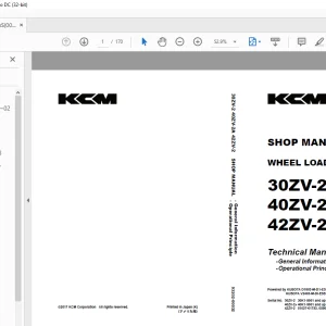 KCM WHEEL LOADER 30ZV-2 40ZV-2A 42ZV-2 SHOP MANUAL 93202-00032 PDF