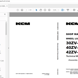 KCM WHEEL LOADER 30ZV-2 40ZV-2A 42ZV-2 SHOP MANUAL 93202-00051 PDF